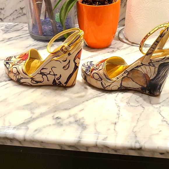 Prada Cervo Lux Print Wedge Sandals - Fairy Runway - Picture 4 of 13